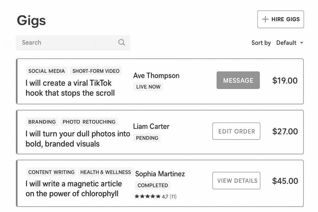 Gig projects UI